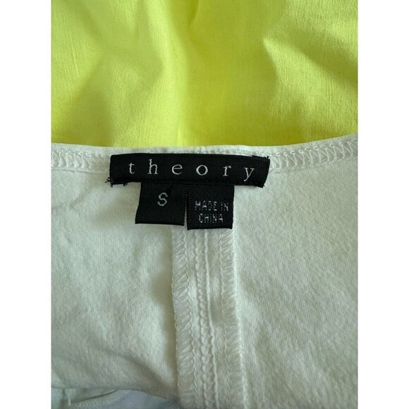 Theory White Neon Yellow Fit & Flare Spaghetti Strap Tank Top Womens Size Small - Picture 5 of 5